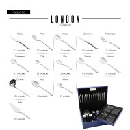 Faqueiro 101 Peças London Forjado Liso Em Aço Inox Wolff Com Estojo De Madeira